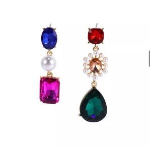 Fashion colorful pearl rhinestones pendant stud earrings
